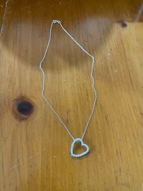 925 Italy Silver Heart Pendant Necklace - Sparkling Open Heart Design